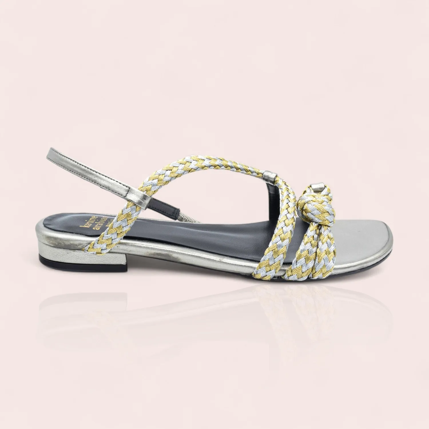 Karine Arabian Molly nu-pieds cuir verni cordon noir