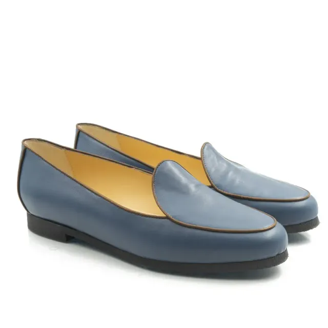 Bégum Paris Flocon ballerines bleu acier cuir