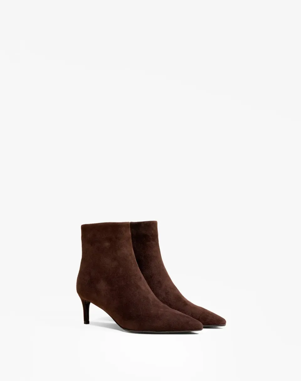 Mi/Mai Noura Low bottines suède marron talon 6 cm