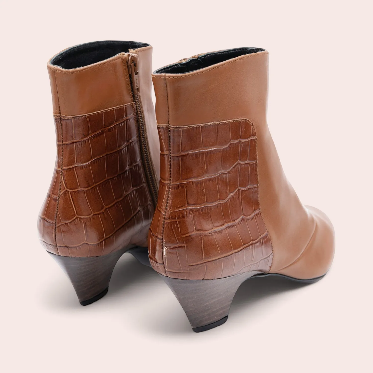 Karine Arabian PURDEY bottines cuir camel talon 50 mm