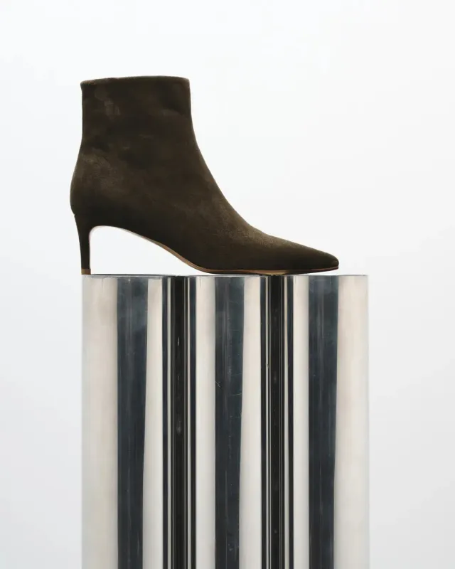 Mi/Mai Noura Low Kaki Suede bottines talon 6 cm