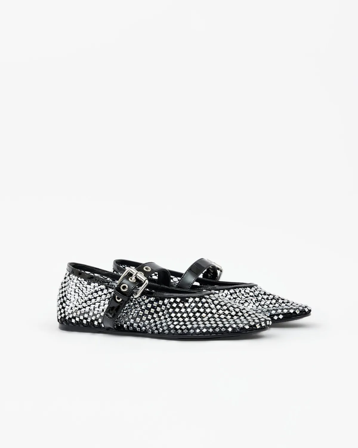 Mi/Mai Romy White Crystals ballerines résille strass