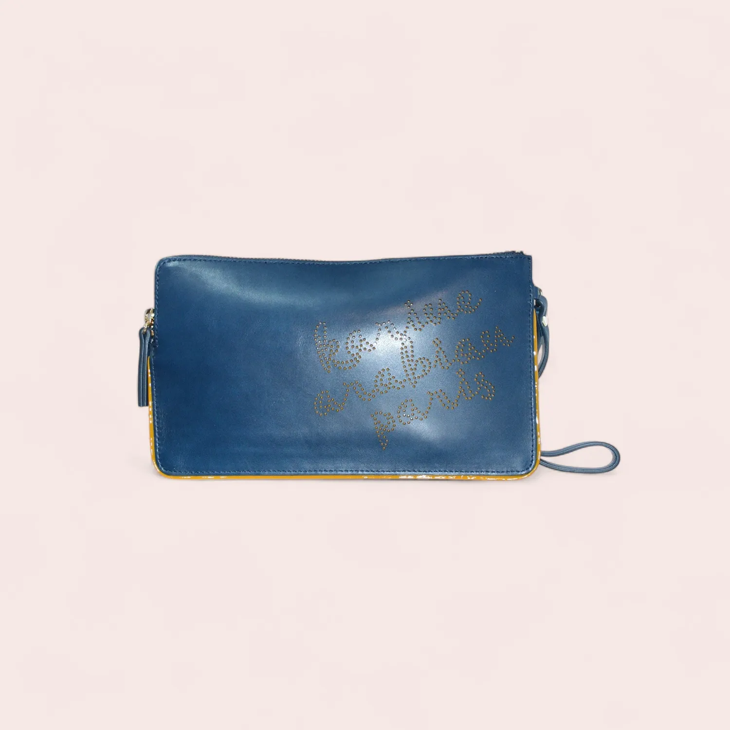 Karine Arabian Carie pochette cuir bleu 15 x 25 cm