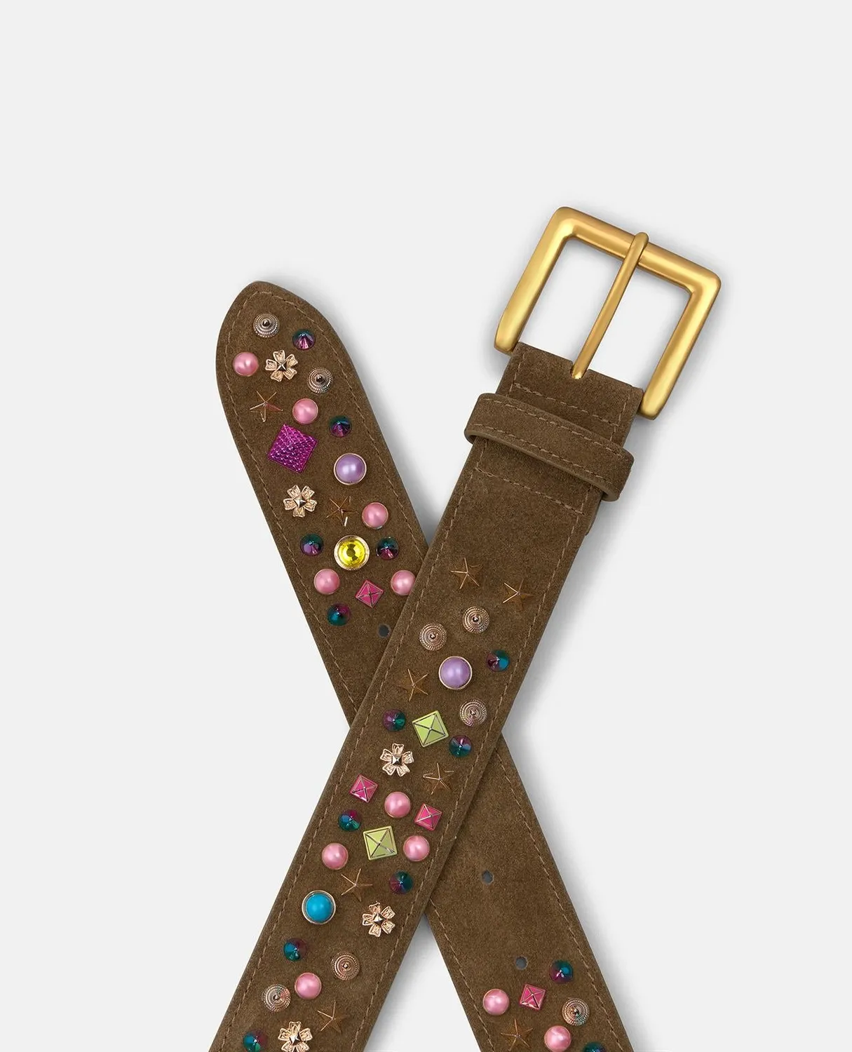 Alma en Pena V26CT011 ceinture cuir marron cloutée 4 cm