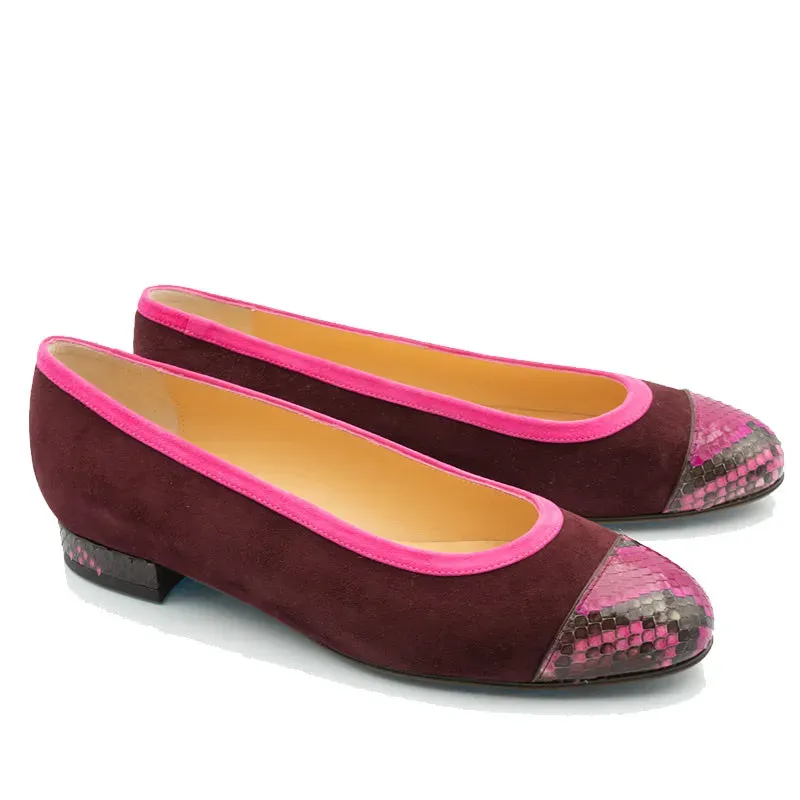 Bégum Paris Gabrielle ballerine bout python 1,5 cm