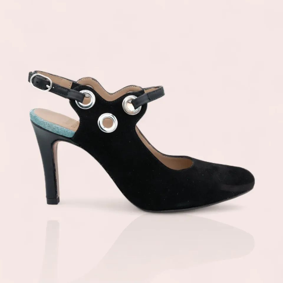 Karine Arabian Ally escarpin slingback noir 36 talon 80 mm
