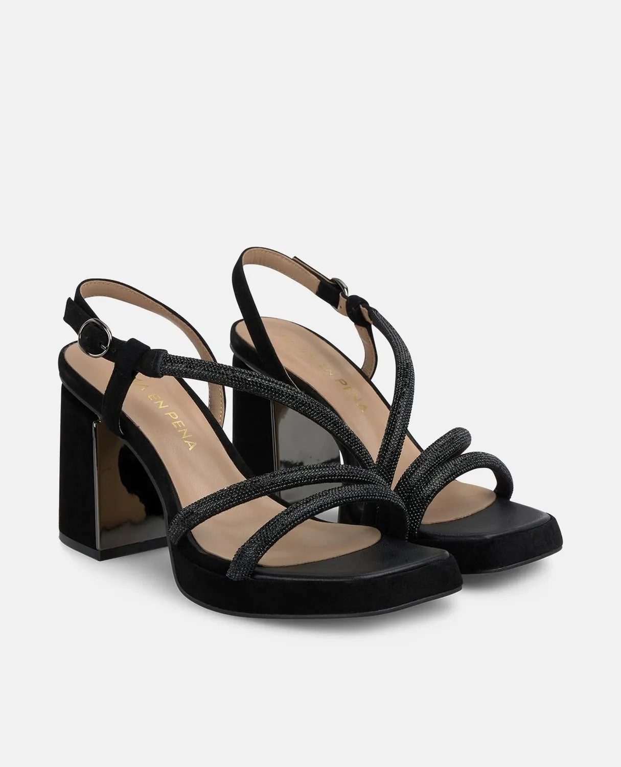 Alma en Pena I250052 sandales talon noir strass 8,5 cm