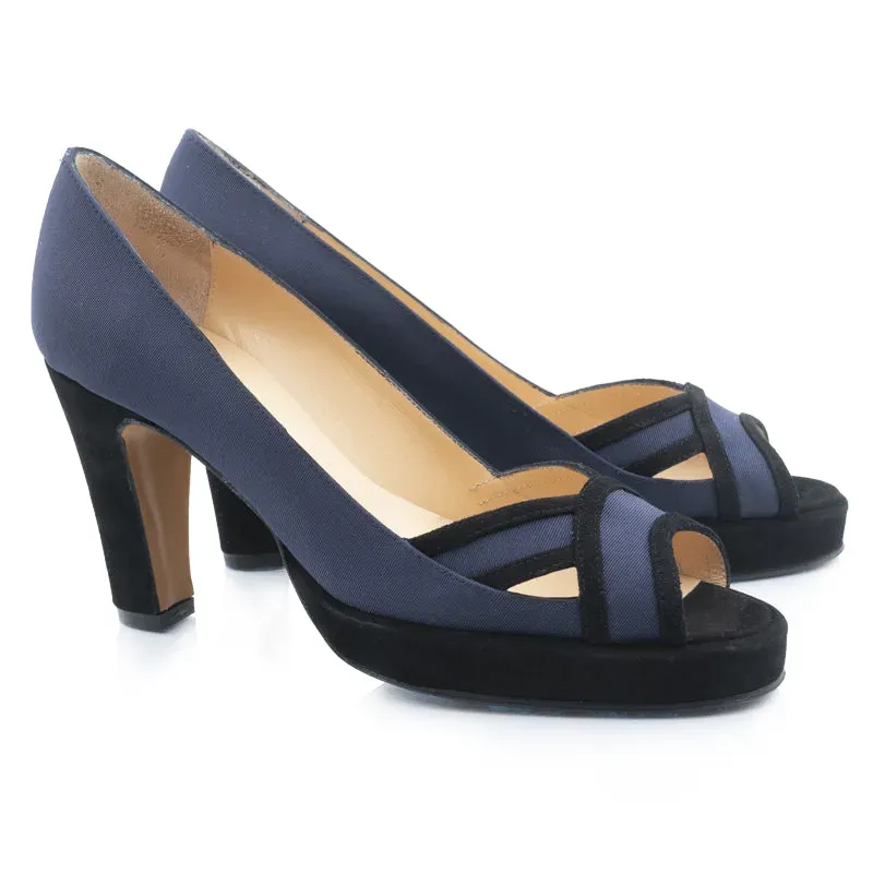 Bégum Paris Navona escarpins marine noir talon 7,5 cm