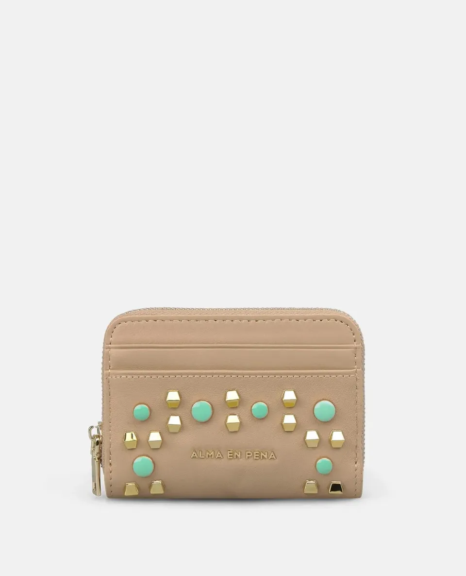Alma en Pena V26WT011 portefeuille cuir clouté sable