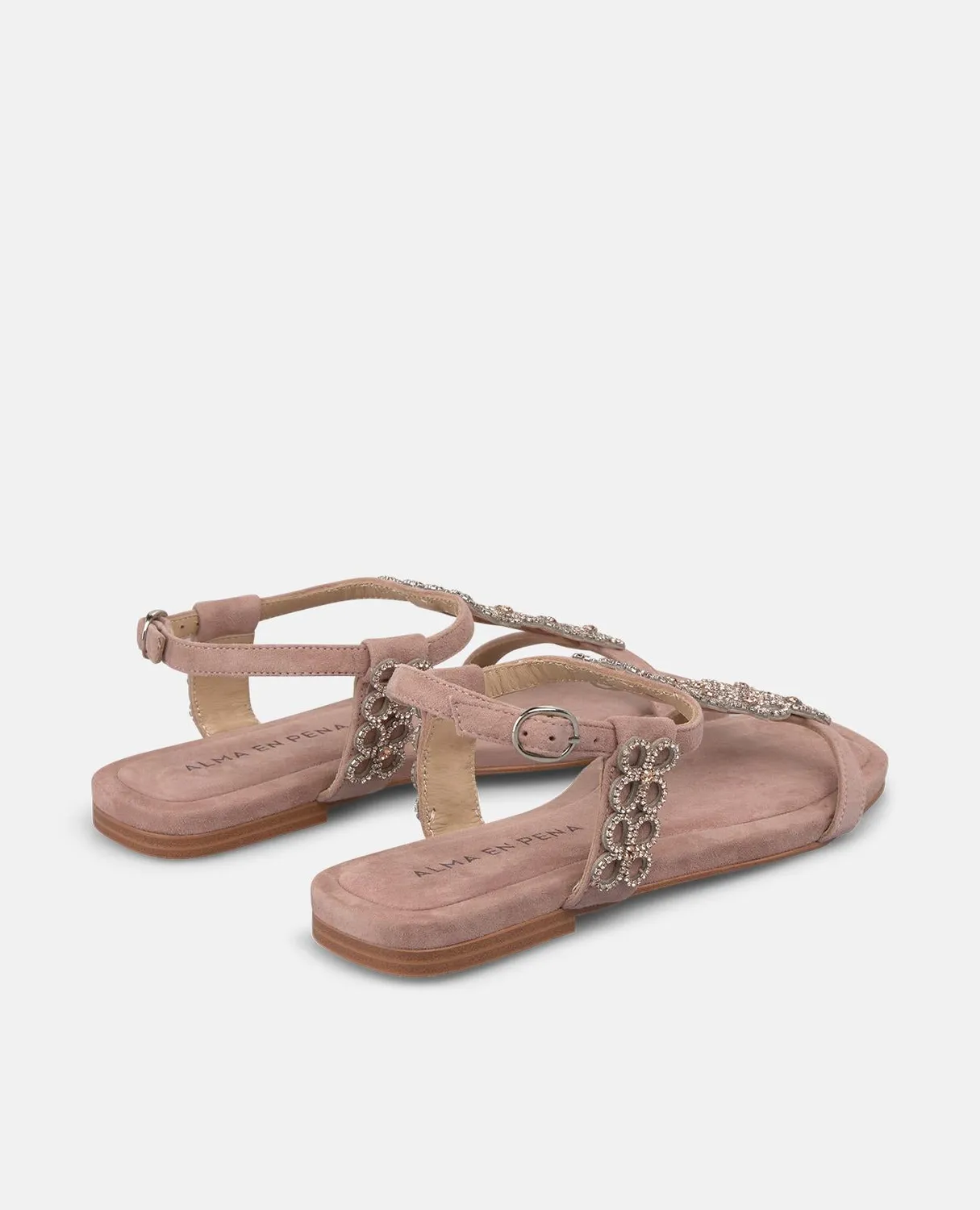 Alma en Pena V251916 sandales plates rose strass