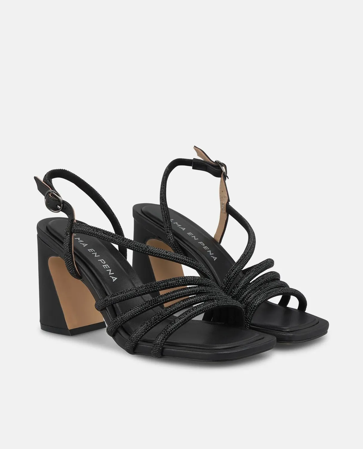 Alma en Pena I250097 sandales noires talon 8,3 cm strass