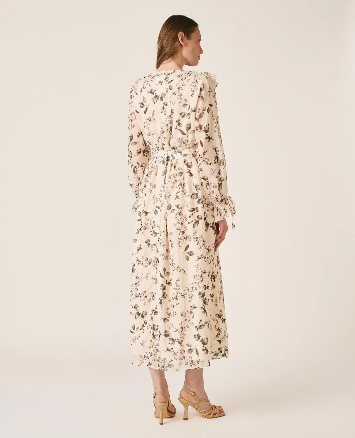 Alma en Pena V26CL0268 robe midi verte fleurie