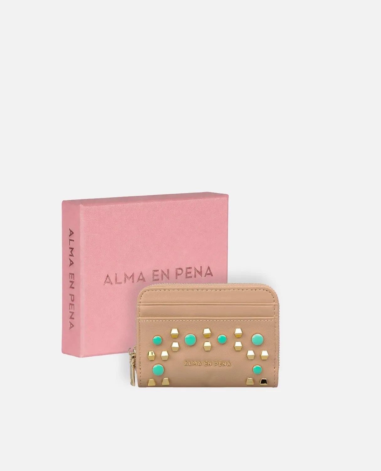 Alma en Pena V26WT011 portefeuille cuir clouté sable