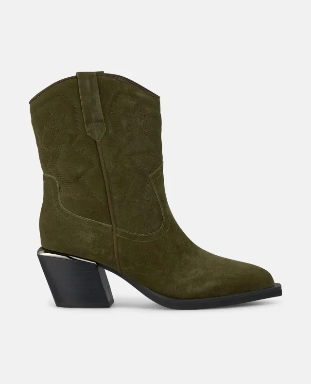 Alma en Pena I250812 bottines khaki brodées talon 7 cm