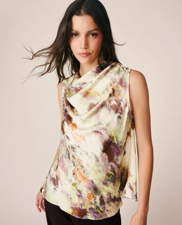 Alma en Pena I26CL0506 blouse satin lilas sans manches