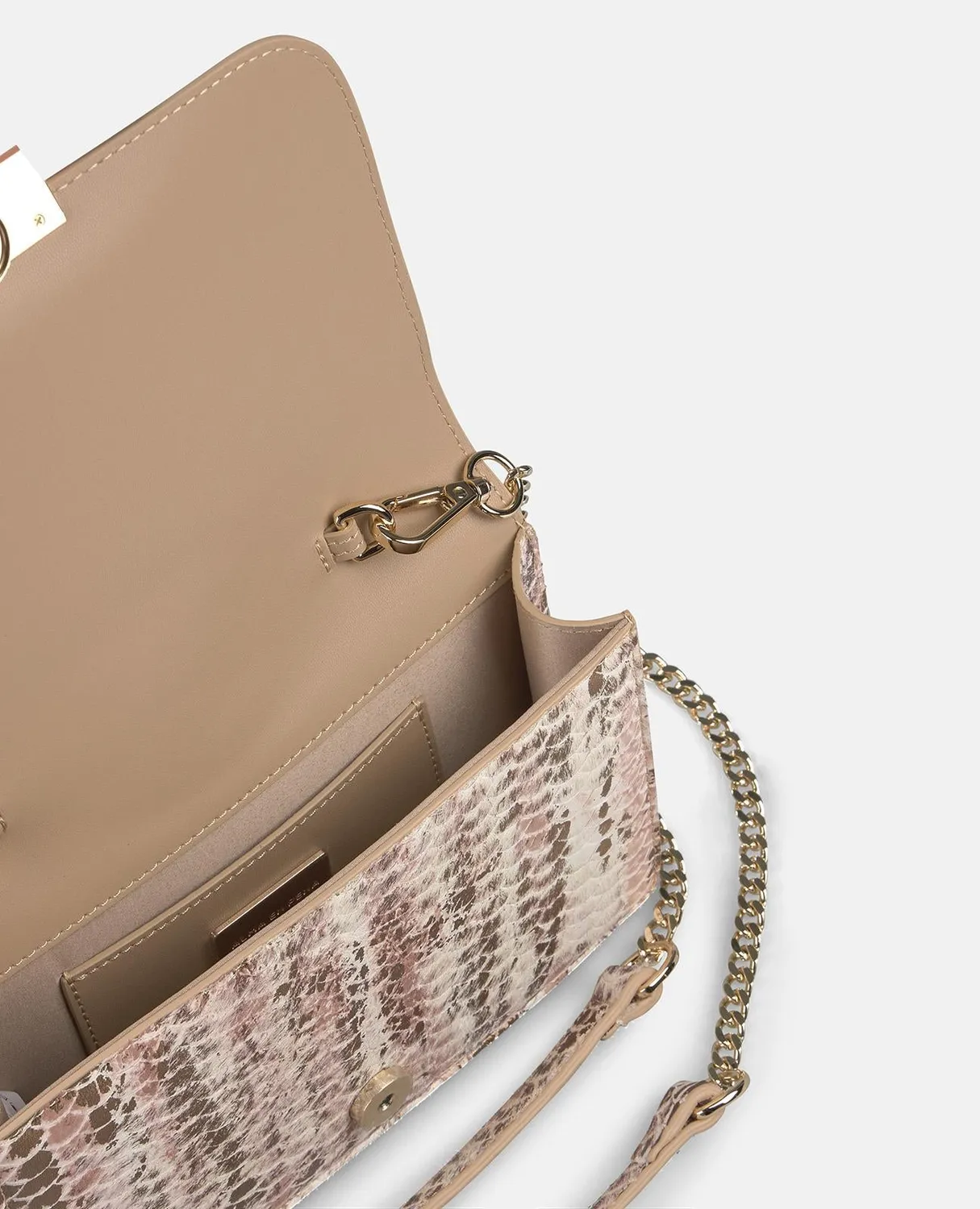 Alma en Pena BG103 pochette cuir beige strass