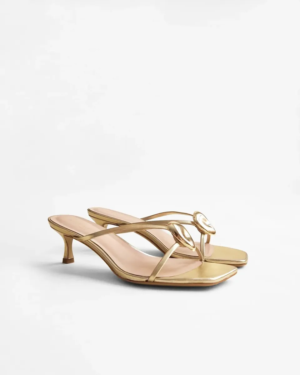 Mi/Mai Lagos Gold mules cuir doré accessoires