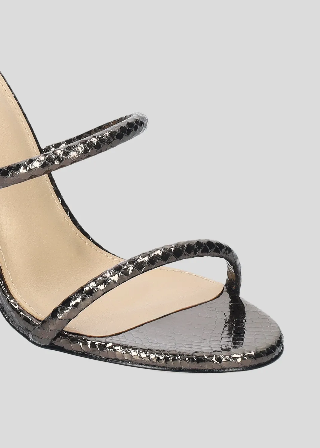 Lola Cruz Greta 95 sandales à talon gris plomb cuir