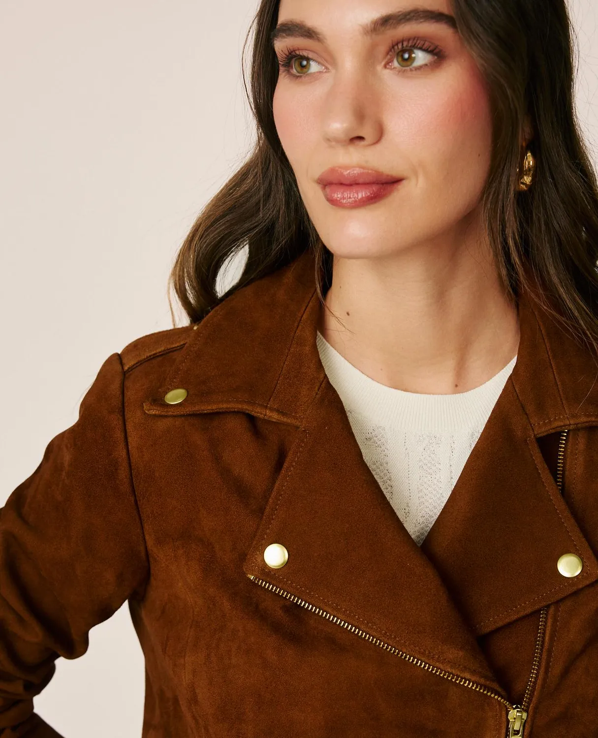 Alma en Pena I26CL1103 veste biker camel daim