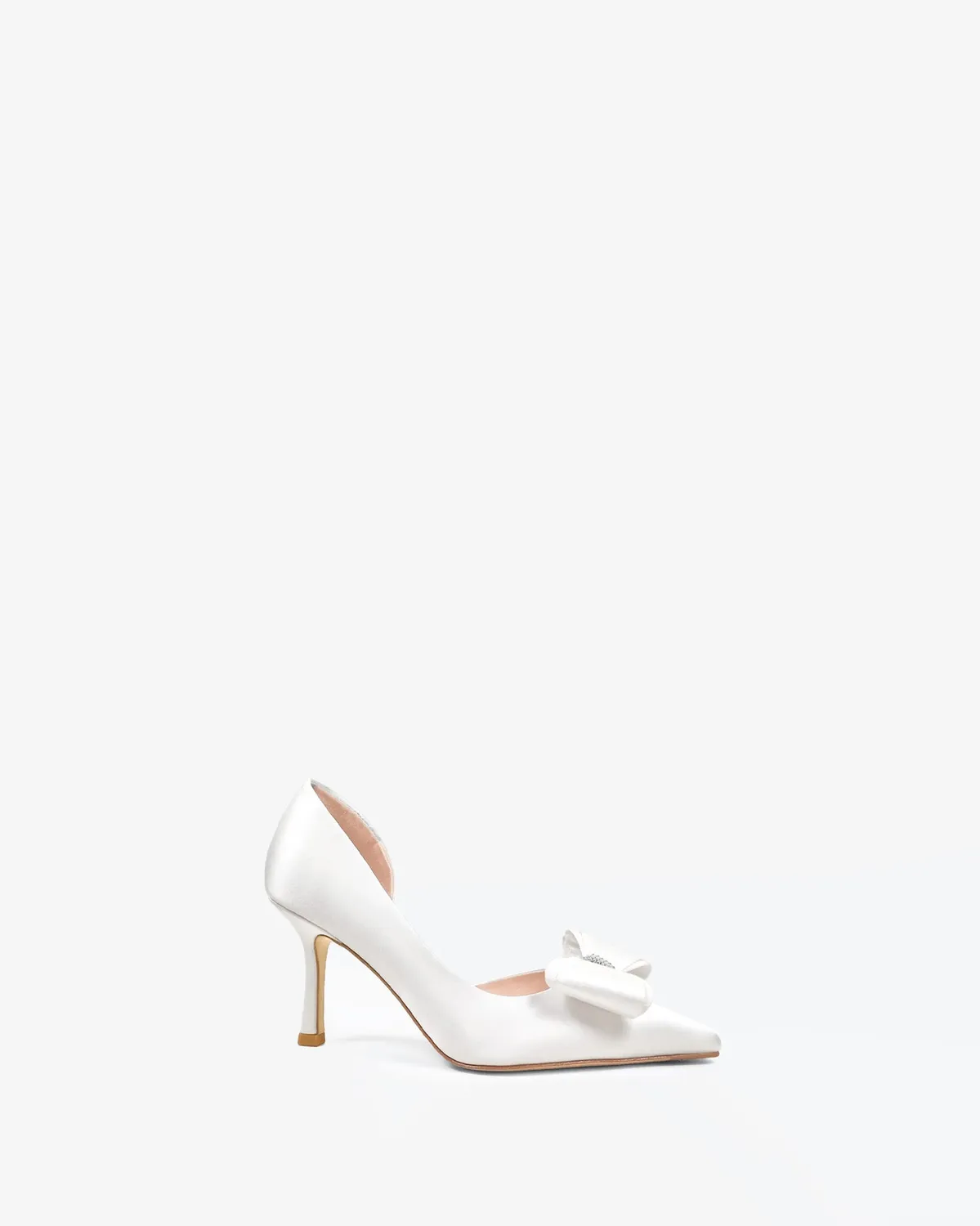 Mi/Mai Iris White Satin escarpins mariée noeud strass