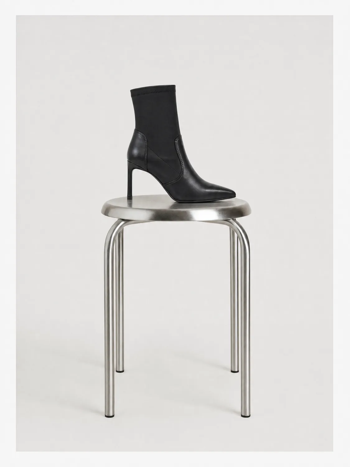 Mi/Mai Ophelia Black Calf bottines cuir noir stretch talon fin