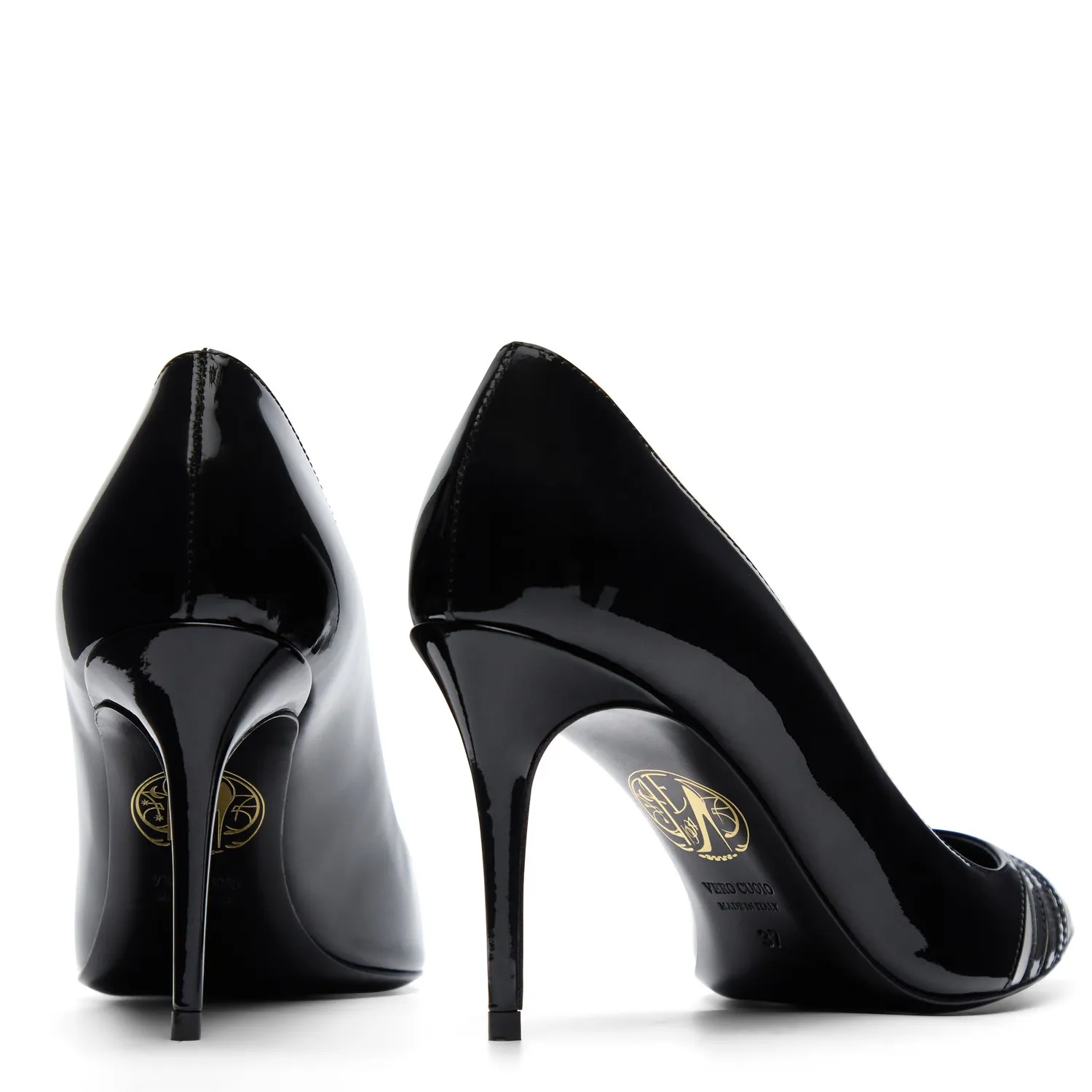 Maison Ernest 1964 85 escarpins cuir vernis noir-perle