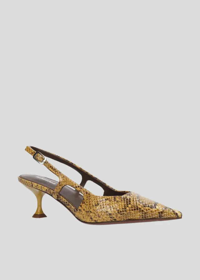 Lola Cruz Rhina Pump 55 escarpins moutarde moyen talon