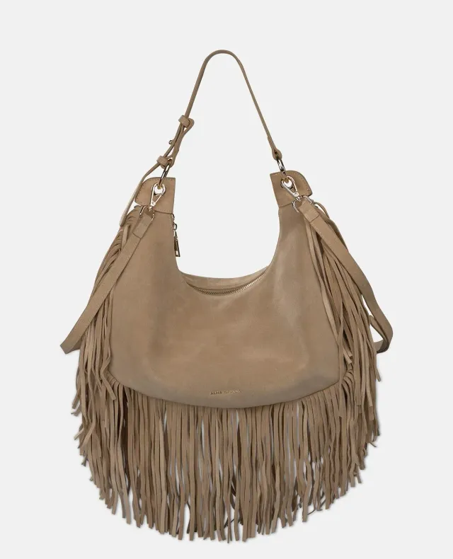 Alma en Pena V26BG062 sac cuir franges camel