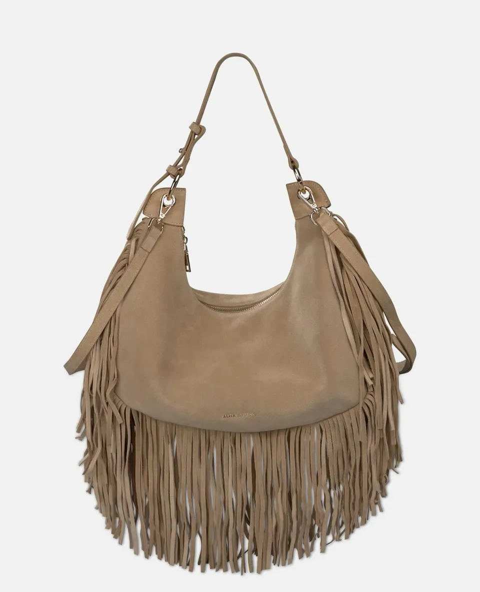 Alma en Pena V26BG062 sac cuir franges camel