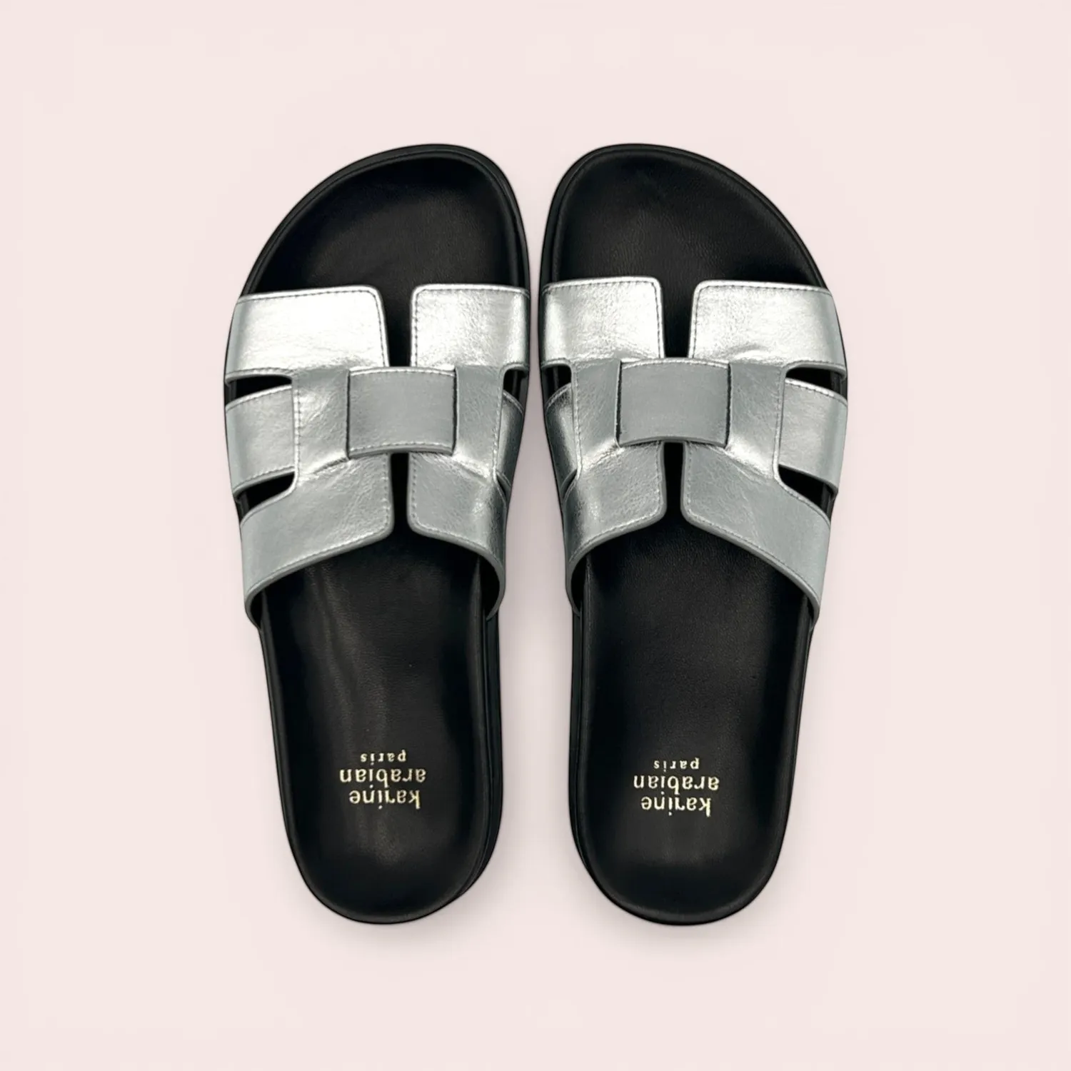 Karine Arabian Cubana mule plateforme cuir argent
