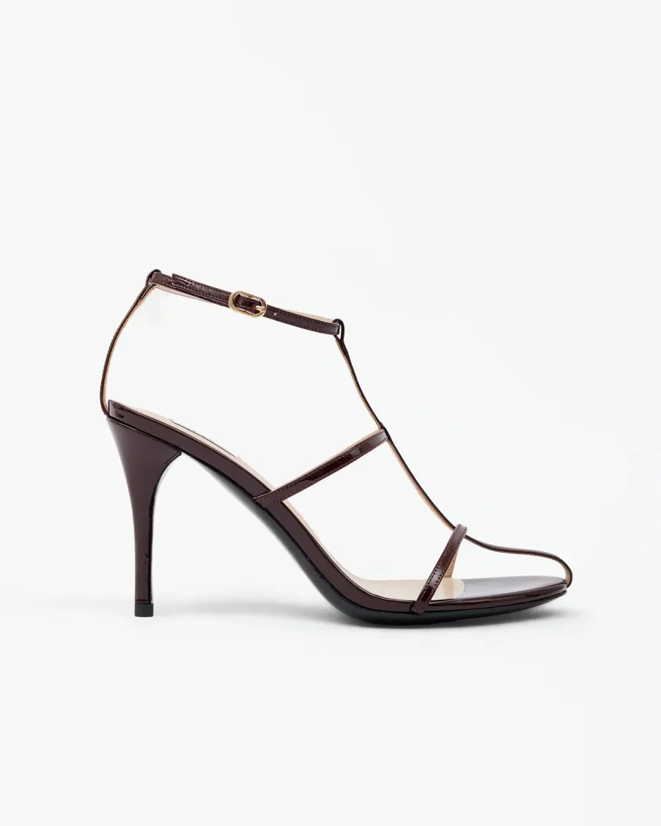 Mi/Mai Gupta Burgundy Patent sandale vernie bordeaux talon haut