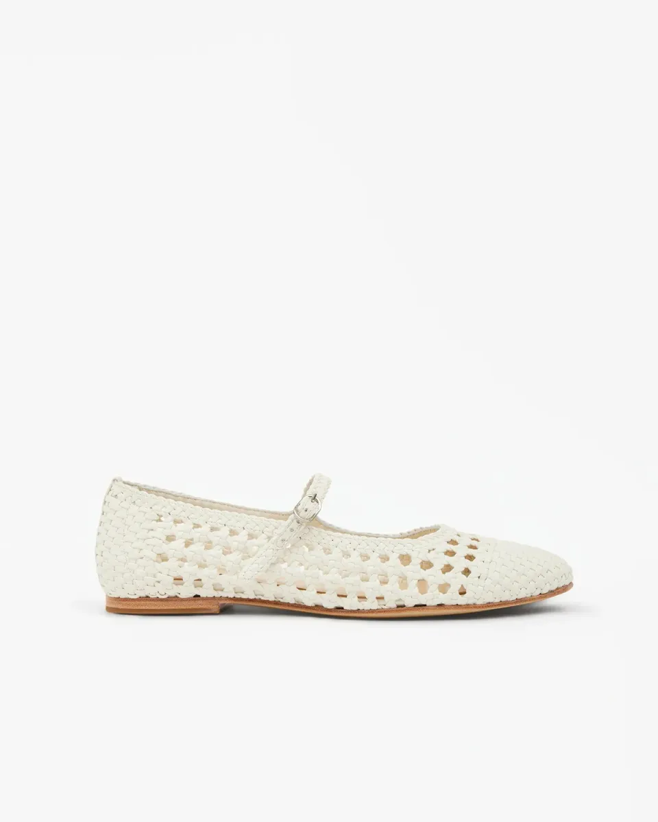 Mi/Mai Ariana White ballerines similicuir tressé blanc