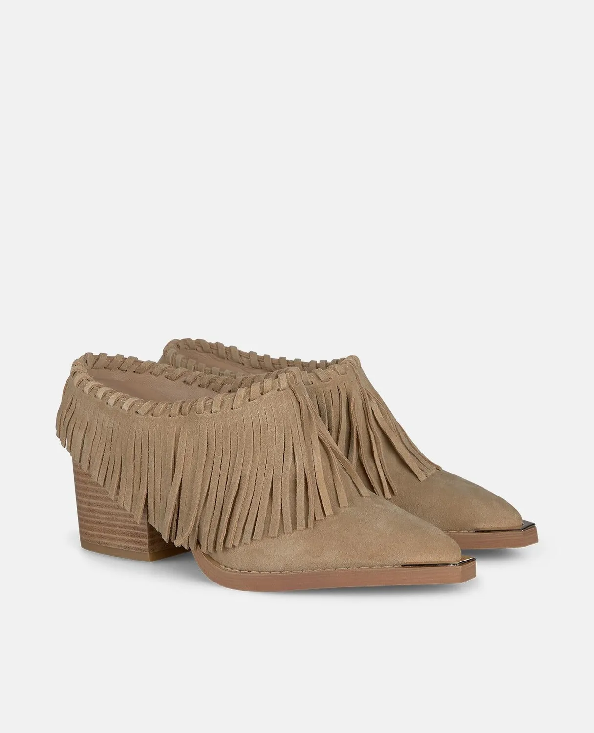 Alma en Pena V260106 mules sable franges talon 7 cm