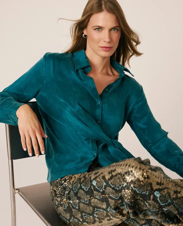 Alma en Pena I26CL0400 blouse satin océan