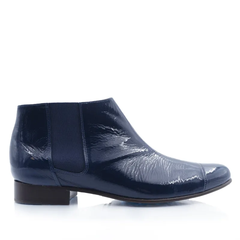 Bégum Paris Lucrèce vogue bottines vernies bleu pétrole 2 cm