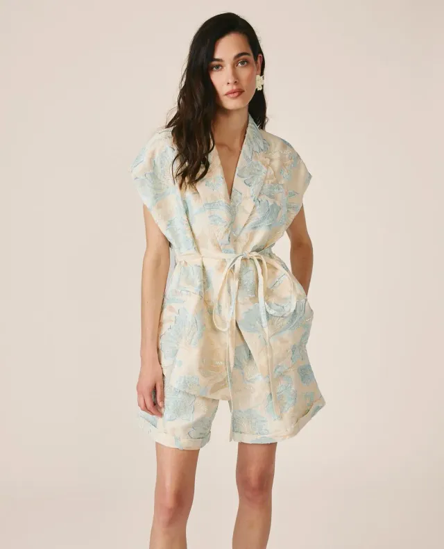 Alma en Pena V26CL1701 short bleu brodé coton