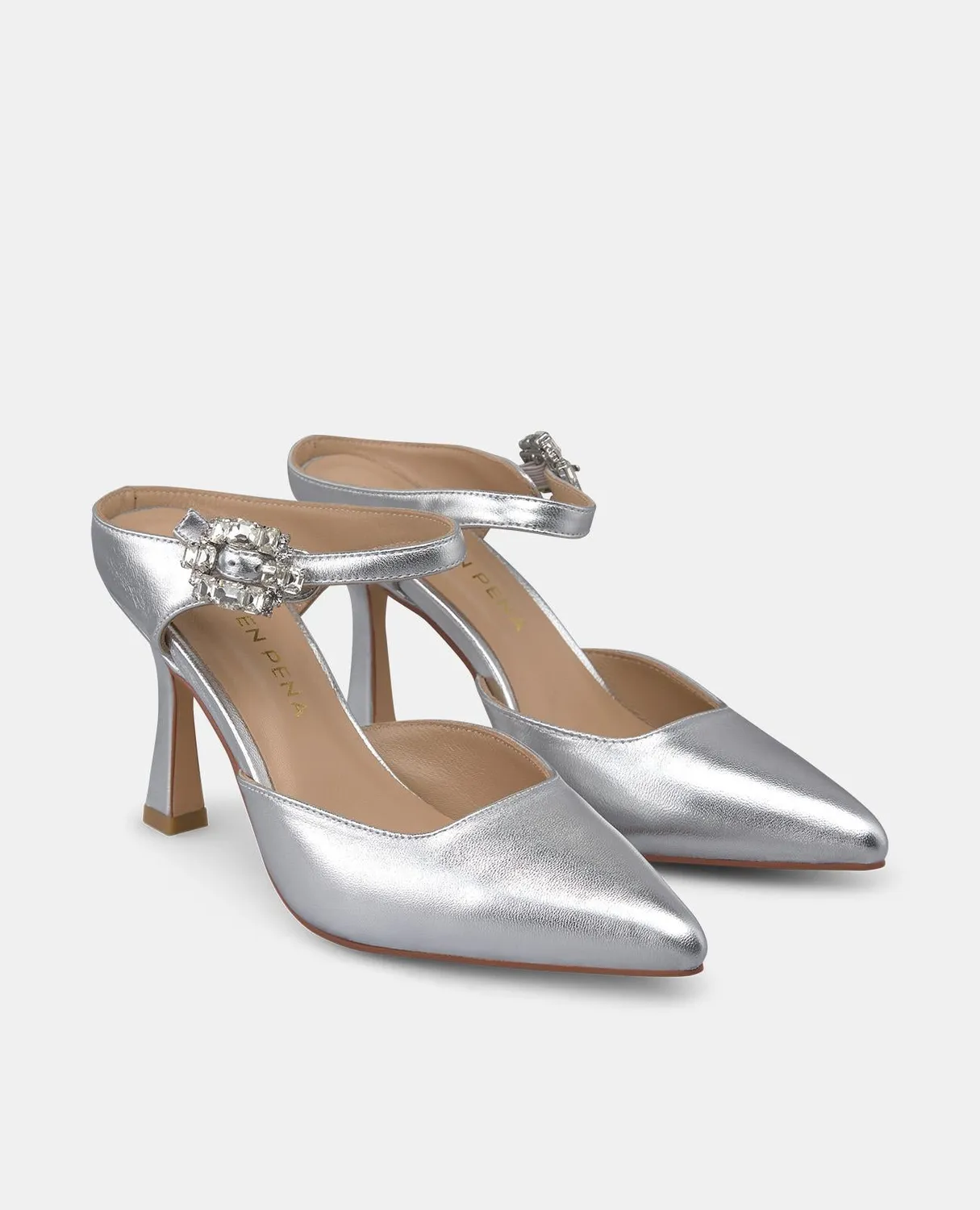 Alma en Pena V250606 mules argenté talon 9 cm