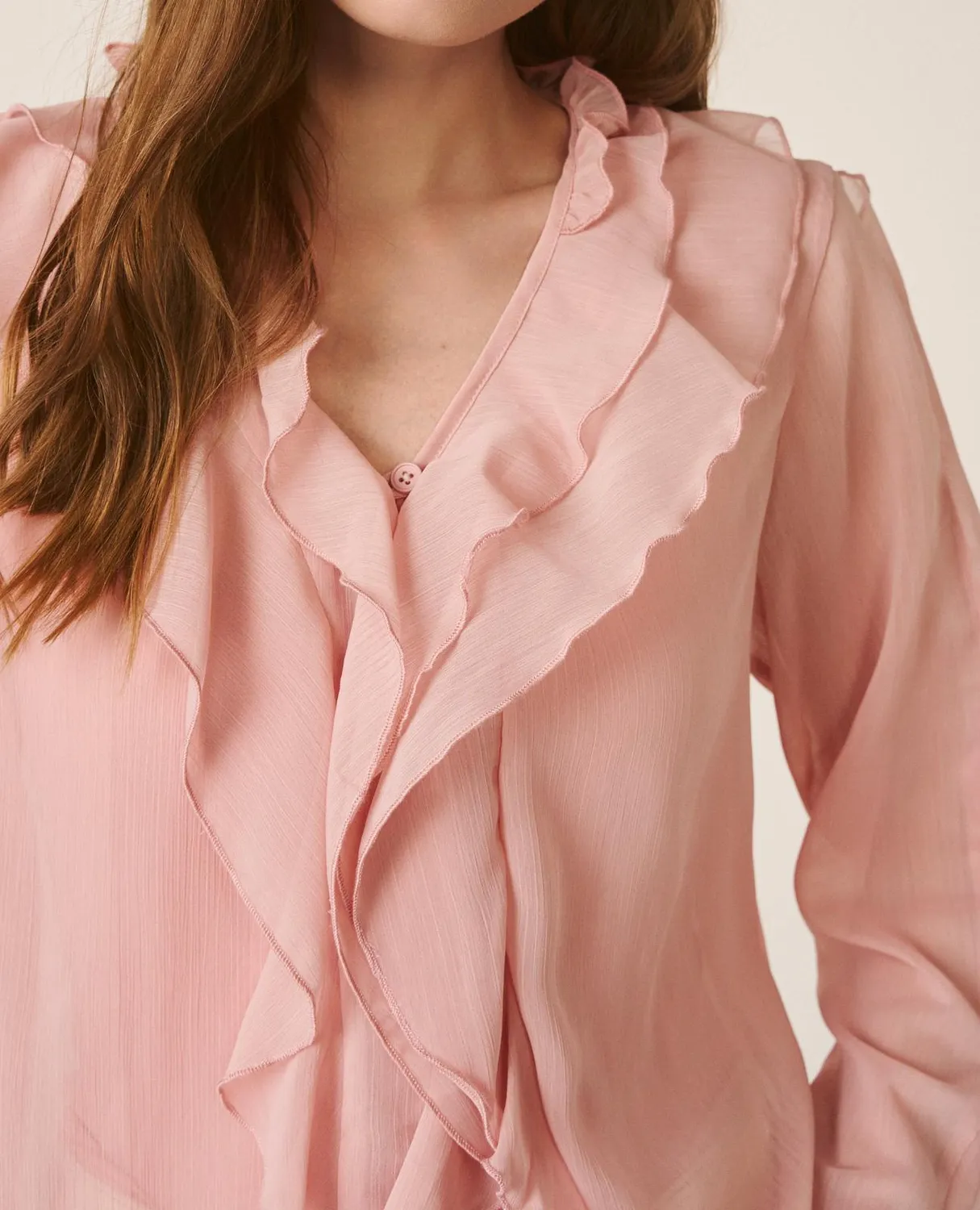 Alma en Pena V26CL0517 blouse rose volants polyester