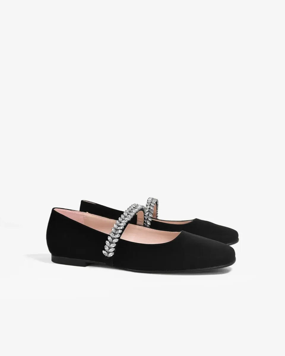 Mi/Mai Patsy Black ballerines cuir strass