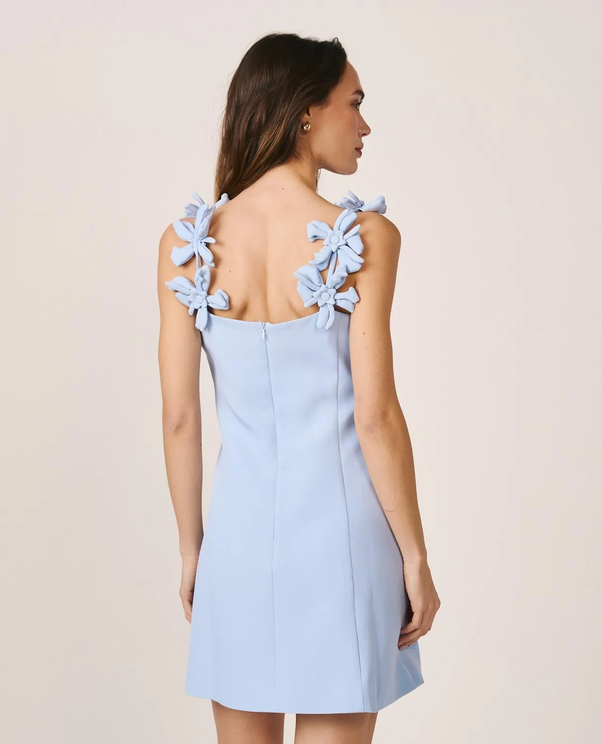 Alma en Pena V26CL0104 robe mini bleu ciel fleurs