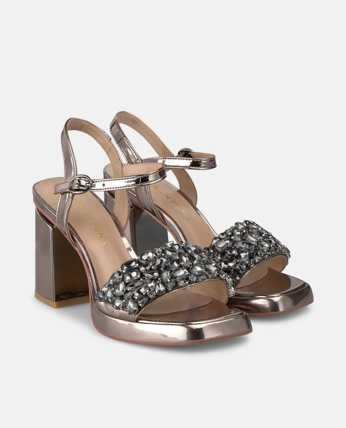 Alma en Pena I250051 sandales argenté perles talon 8,5 cm