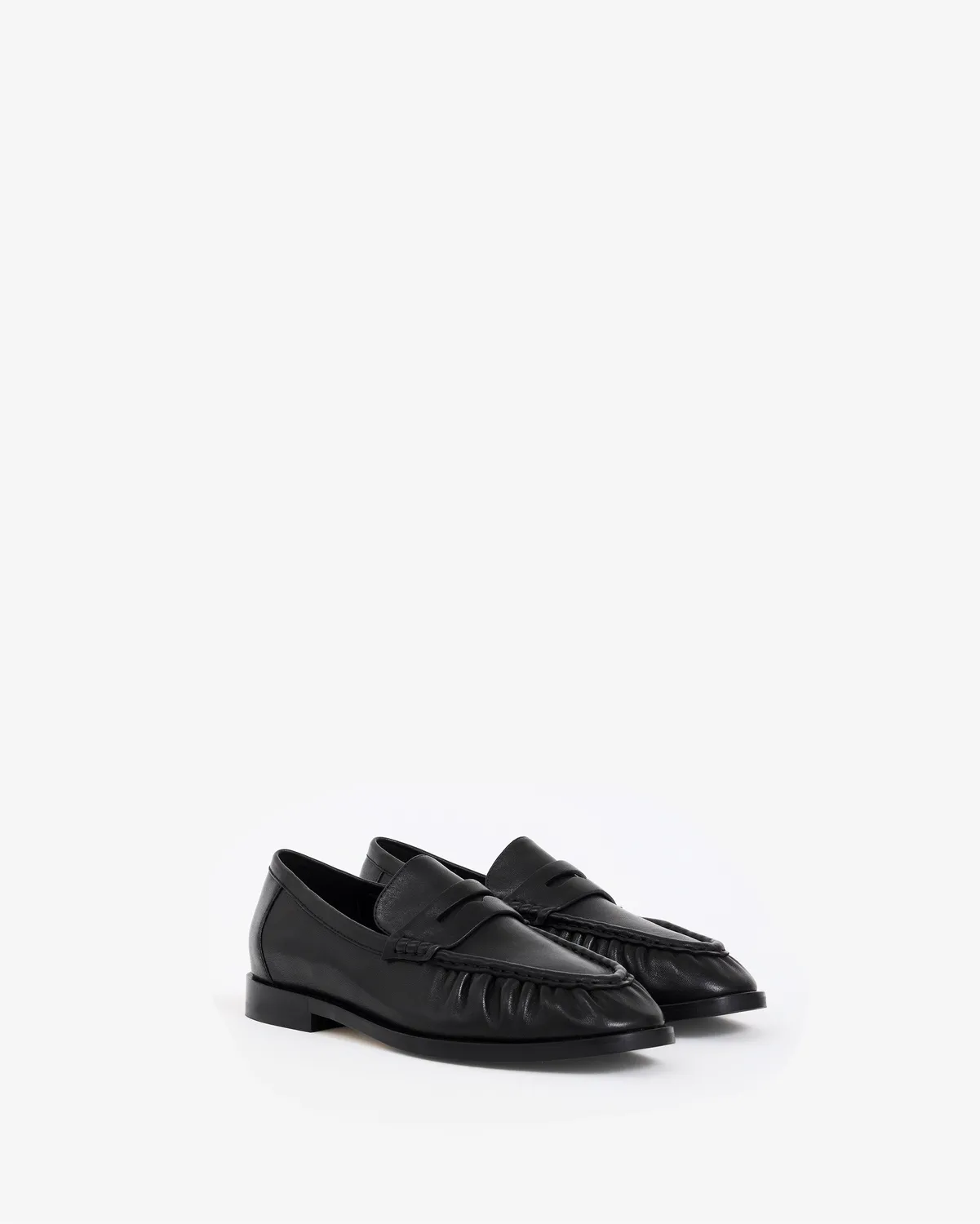 Mi/Mai Orso Black mocassins cuir noir cousus plats