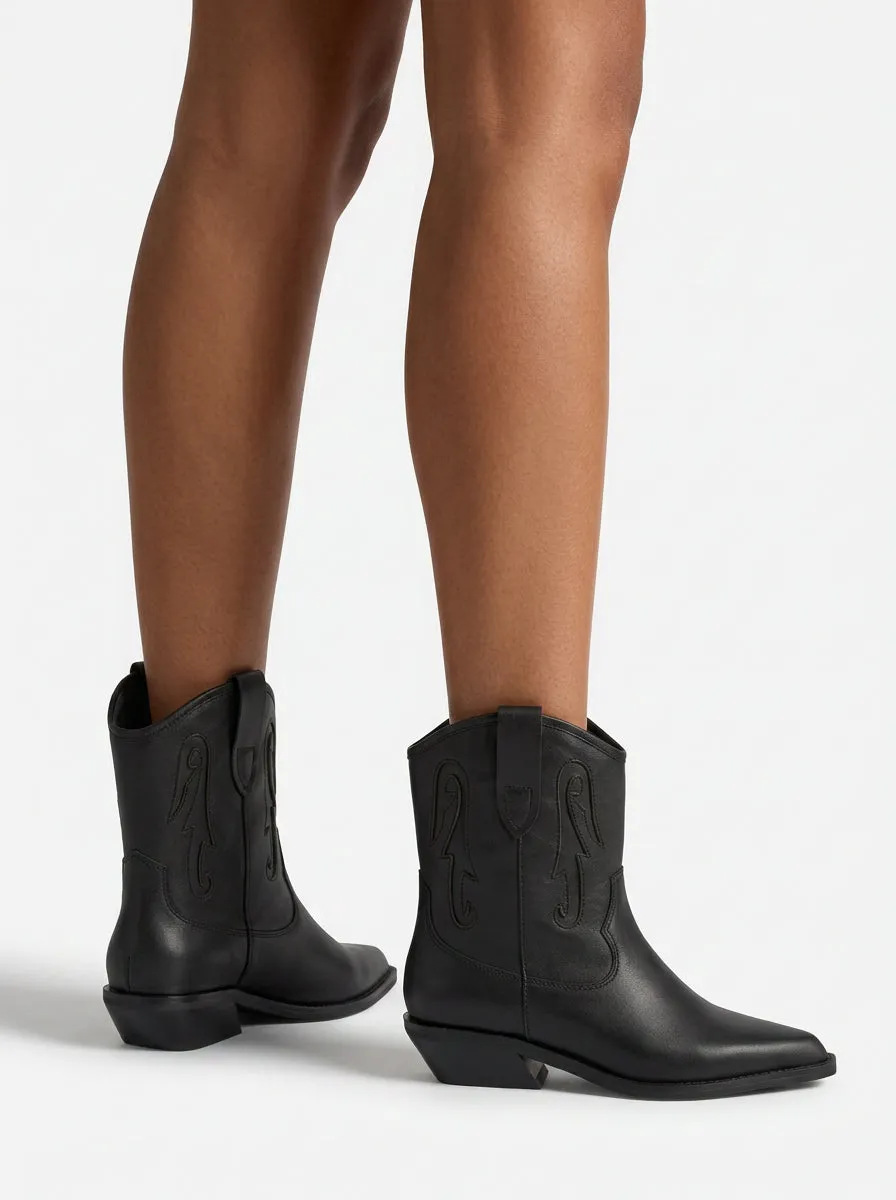 Alma en Pena I260582 bottines cowboy noires plates napa