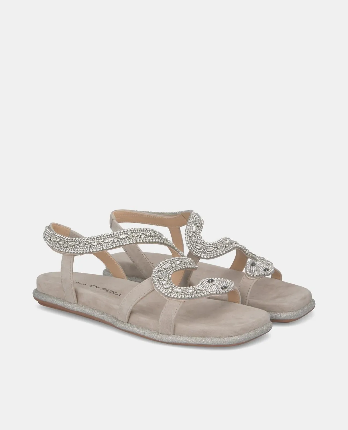 Alma en Pena V240850 sandales plates taupe strass
