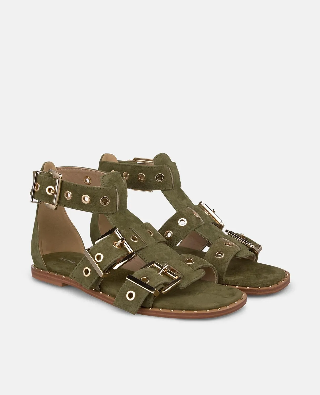 Alma en Pena V268206 sandales plates kaki cuir