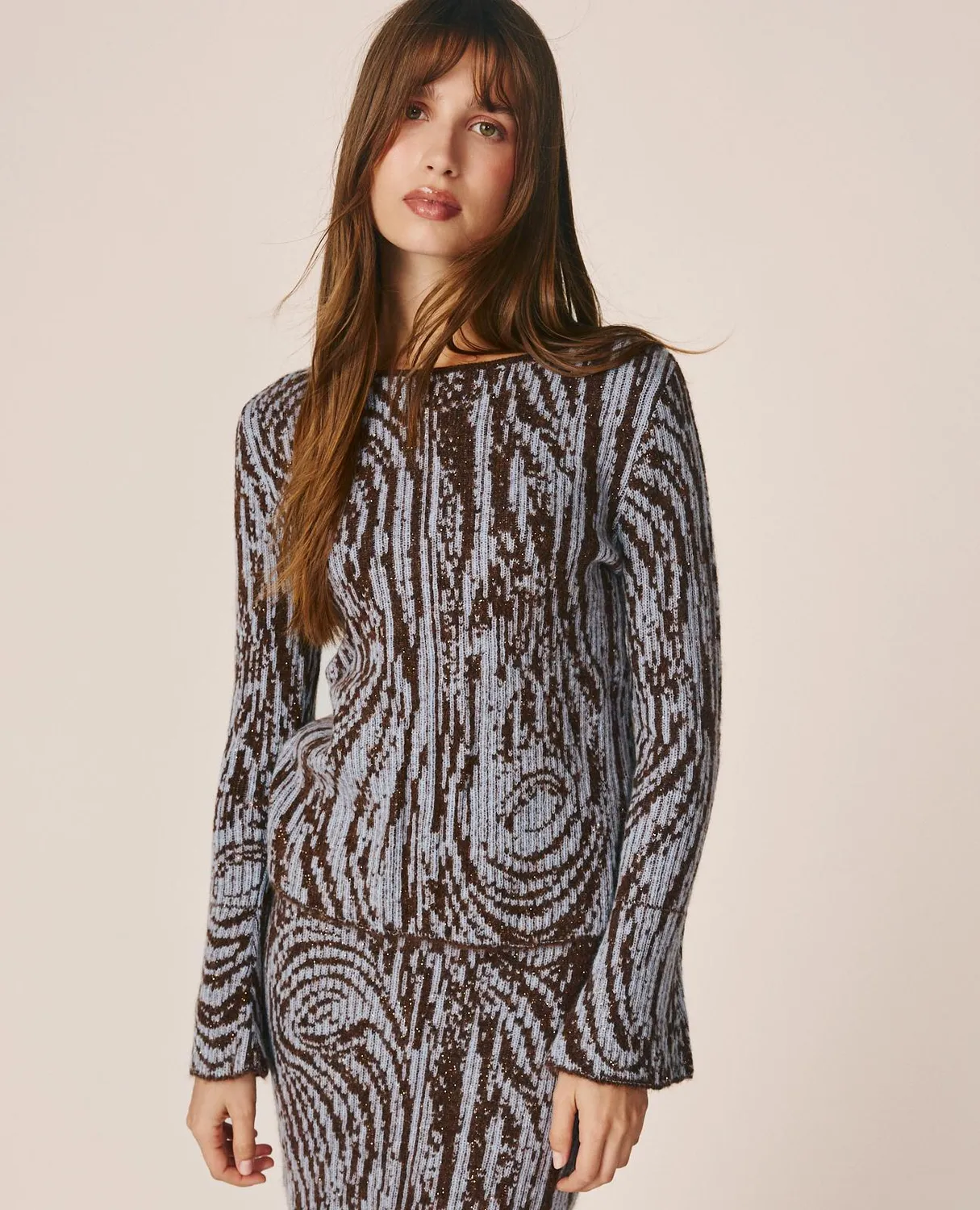 Alma En Pena I26CL0800 pull marron imprimé mohair