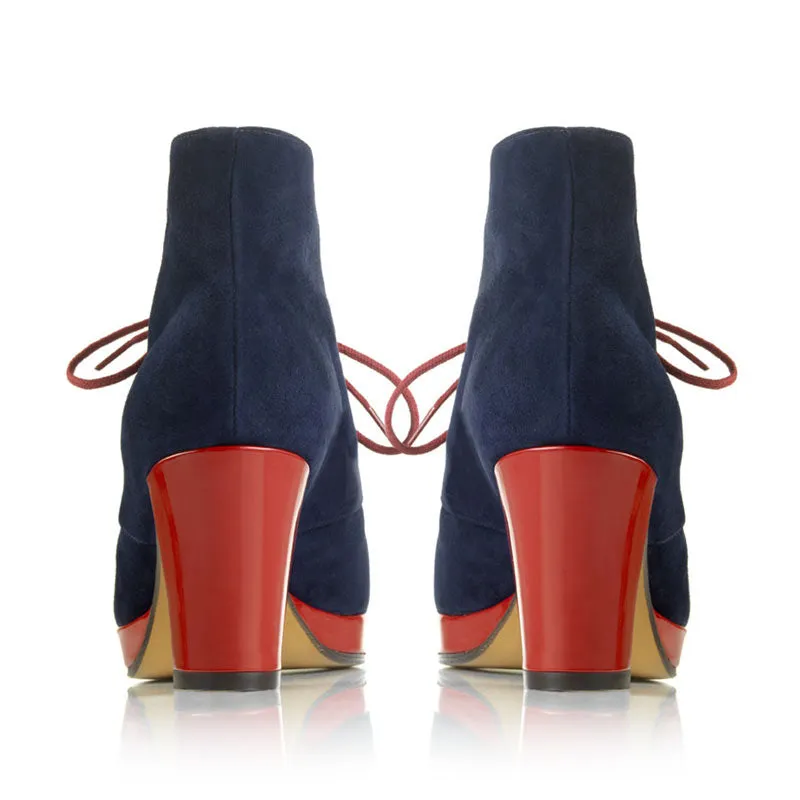 Bégum Paris Diane bottines marine rouge talon 7 cm
