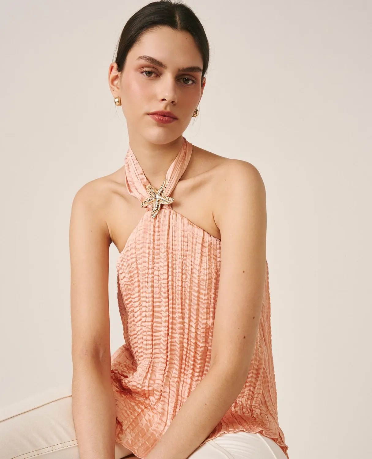 Alma en Pena V26CL0514 blouse satin froissé rose