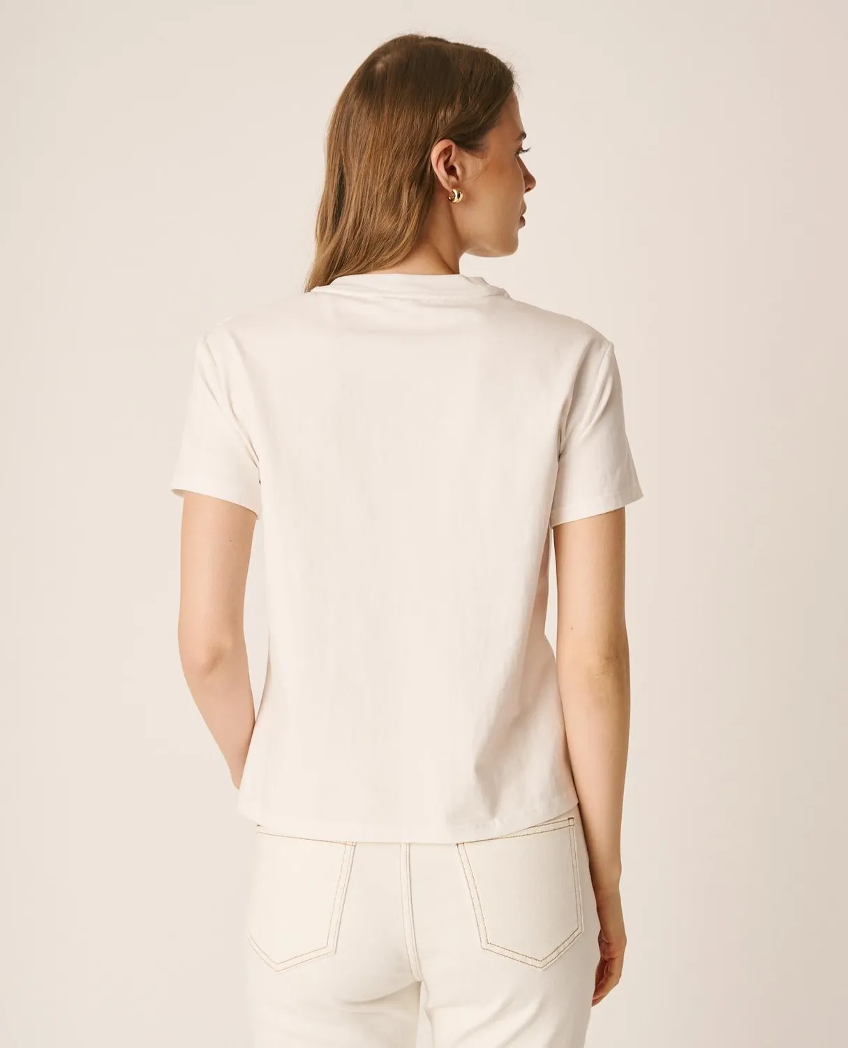 Alma en Pena V26CL0700 t-shirt blanc coton fleurs 3D