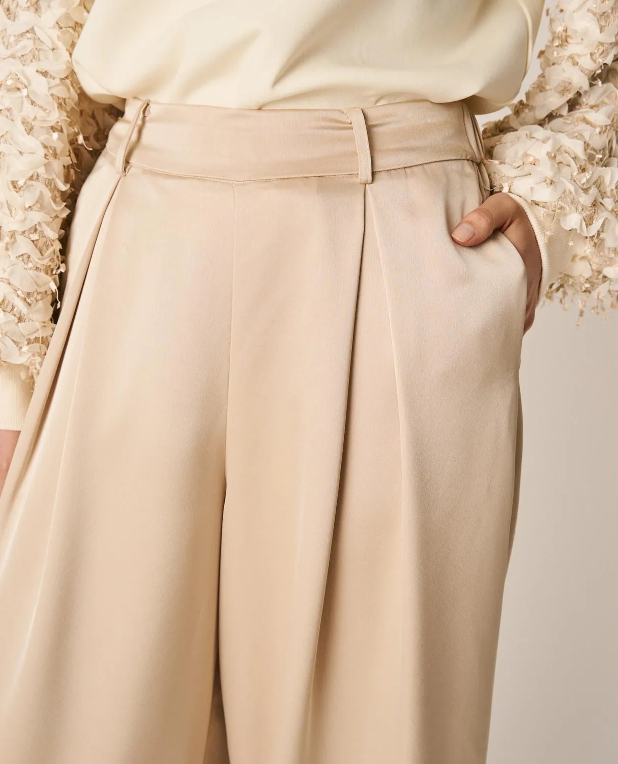 Alma en Pena V26CL1617 pantalon doré satin large